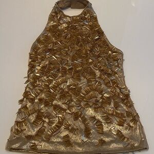 Ralph Lauren Gold Embellished Halter Blouse